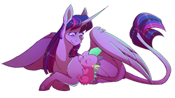 Size: 3400x1900 | Tagged: safe, artist:uunicornicc, derpibooru import, spike, twilight sparkle, twilight sparkle (alicorn), alicorn, dragon, pony, baby, baby dragon, cuddling, cute, duo, female, leonine tail, long tail, male, mama twilight, mare, simple background, sitting, sleeping, smiling, spikabetes, spikelove, transparent background, weapons-grade cute