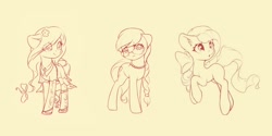 Size: 2000x1000 | Tagged: safe, artist:freeedon, silver spoon, oc, earth pony, pony, bow, clothes, commission, dress, female, hair bow, mare, monochrome, sketch, wip