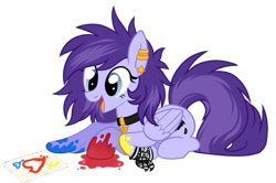 Size: 793x525 | Tagged: safe, artist:prince-lionel, oc, oc only, oc:ddye, pegasus, pony, bandana, ear piercing, hoof painting, jewelry, necklace, paint, piercing, simple background, solo, transparent background