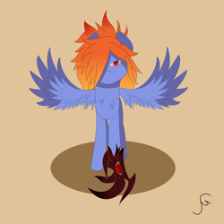 Size: 3500x3500 | Tagged: safe, artist:cocoapossib, derpibooru import, oc, pegasus, pony, claw, fire, wings