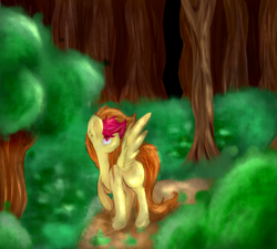 Size: 1000x900 | Tagged: safe, artist:solsitodb, derpibooru import, oc, oc only, oc:solsitodb, pegasus, pony, female, forest, mare, piercing, signature, solo, tree