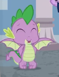 Size: 324x423 | Tagged: safe, derpibooru import, screencap, spike, dragon, marks for effort, cropped, male, smiling, winged spike, wings