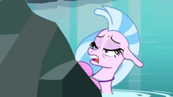 Size: 1280x720 | Tagged: safe, derpibooru import, screencap, silverstream, pony, seapony (g4), what lies beneath, faic, female, great moments in animation, mare, mid-blink screencap, scared, solo