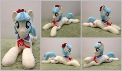 Size: 1920x1124 | Tagged: safe, artist:burgunzik, coco pommel, pony, irl, photo, plushie, prone, solo