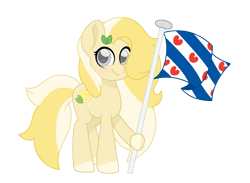 Size: 4533x3324 | Tagged: safe, artist:superanina, derpibooru import, oc, oc only, oc:radler, earth pony, pony, female, flag, friesland, frisia, leaves, looking at you, netherlands, simple background, smiling, solo, transparent background