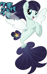 Size: 4190x6648 | Tagged: safe, alternate version, artist:jhayarr23, coloratura, seapony (g4), absurd resolution, female, fin wings, fins, looking at you, mare, open mouth, rara, seaponified, seapony coloratura, simple background, solo, species swap, transparent background, wings