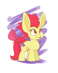 Size: 1200x1500 | Tagged: safe, artist:heir-of-rick, derpibooru import, apple bloom, :p, adorabloom, alternate hairstyle, cute, female, filly, impossibly large ears, silly, smiling, solo, tongue out