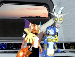 Size: 972x729 | Tagged: safe, artist:rachidile, discord, computer, console, control room, krystal, star fox, star fox adventures