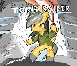 Size: 1163x1004 | Tagged: safe, artist:chimorikawa, daring do, blood, parody, solo, tomb raider