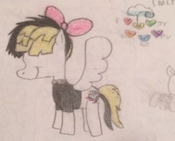 Size: 2971x2388 | Tagged: safe, artist:smurfettyblue, songbird serenade, pegasus, pony, my little pony: the movie, cutie mark, hair covering face, pun in description, spread wings, traditional art, wings