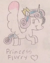 Size: 1705x2146 | Tagged: safe, artist:smurfettyblue, princess flurry heart, alicorn, pony, crown, diaper, flying, jewelry, regalia, solo, traditional art