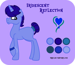 Size: 1024x888 | Tagged: safe, artist:irrif, derpibooru import, oc, oc only, oc:iridescent reflection, pony, unicorn, cutie mark, digital art, female, mare, ponysona, reference sheet, smiling, solo