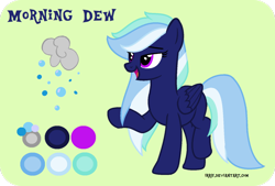 Size: 1024x694 | Tagged: safe, artist:irrif, derpibooru import, oc, oc only, oc:morning dew, pegasus, pony, base used, cutie mark, digital art, female, mare, one hoof raised, open mouth, reference sheet, smiling, solo