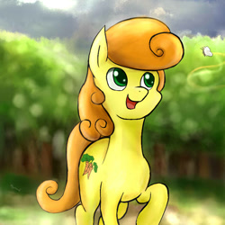 Size: 810x810 | Tagged: safe, artist:raymond20000817, derpibooru import, carrot top, golden harvest, earth pony, pony, background pony, solo, tree