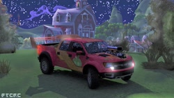 Size: 4000x2249 | Tagged: safe, artist:futuretankcrc, derpibooru import, big macintosh, 3d, car, dark, decal, ford, ford f-150, ford f-150 svt raptor, night, outdoors, sweet apple acres