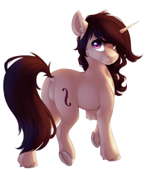 Size: 767x900 | Tagged: safe, artist:silentwulv, oc, oc only, oc:hazel, pony, unicorn, female, looking at you, looking back, mare, rear view, simple background, smiling, solo, transparent background