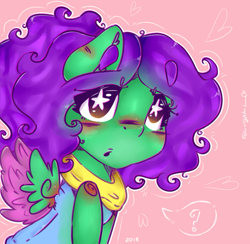 Size: 1024x1000 | Tagged: safe, artist:yunieelloa, derpibooru import, oc, oc only, oc:lugaluz, pegasus, pony, female, mare, solo, starry eyes, two toned wings, wingding eyes