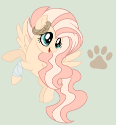 Size: 400x429 | Tagged: safe, artist:cakewits, derpibooru import, oc, oc only, oc:bella paw, pegasus, pony, female, green background, mare, offspring, parent:bulk biceps, parent:fluttershy, parents:flutterbulk, simple background, solo