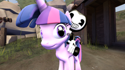 Size: 1920x1080 | Tagged: safe, artist:clawort-animations, derpibooru import, twilight sparkle, unicorn twilight, unicorn, 3d, bendy, bendy and the ink machine, crossover, degroot keep, pony ride, source filmmaker