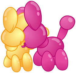 Size: 3125x3000 | Tagged: safe, artist:cheezedoodle96, derpibooru exclusive, brian (balloon animal), oc, oc:britney, pony, my little pony: the movie, .svg available, balloon, balloon animal, bribri, canon x oc, cargo ship, cuddling, eye contact, female, looking at each other, male, nuzzling, shipping, simple background, straight, svg, transparent background, vector
