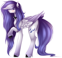 Size: 1024x957 | Tagged: safe, artist:mauuwde, derpibooru import, oc, oc:chrysalis galaxy, pegasus, pony, choker, female, mare, raised hoof, simple background, solo, spiked choker, transparent background