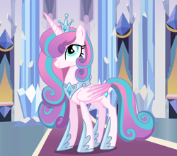 Size: 1136x1005 | Tagged: safe, artist:sugaryicecreammlp, derpibooru import, princess flurry heart, alicorn, pony, female, jewelry, looking up, mare, older, regalia, solo