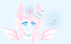 Size: 1877x1170 | Tagged: safe, artist:halcyondrop, oc, oc only, oc:pastel princess, bat pony, pony, solo