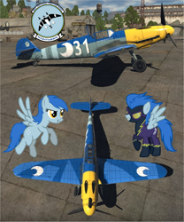 Size: 646x776 | Tagged: safe, artist:jeremeymcdude, nightshade, oc, oc:nightingale messerschmitt, bf109, fighter plane, lraf, nighthawk squadron, old lunar republic, plane, shadowbolts, war thunder