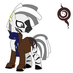 Size: 1000x1000 | Tagged: safe, artist:lavaroses, derpibooru import, oc, oc only, oc:savanah (ice1517), zebra, clothes, coat, ear piercing, earring, female, hunter, jewelry, mare, piercing, scarf, simple background, solo, torn clothes, transparent background