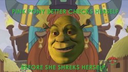 Size: 1366x768 | Tagged: safe, edit, edited screencap, screencap, prince rutherford, ogre, yak, not asking for trouble, shrek, solo, somebody once told me, treehouse logo