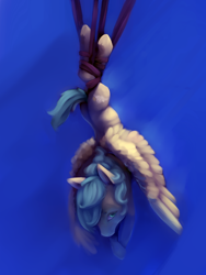 Size: 3000x4000 | Tagged: safe, artist:amphoera, artist:lilfunkman, oc, oc only, oc:venti via, pegasus, pony, collaboration, female, hung upside down, mare, tangled up, upside down