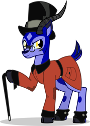 Size: 845x1183 | Tagged: safe, artist:mlp-trailgrazer, derpibooru import, oc, oc:trail grazer, gazelle, cane, clothes, cosplay, costume, duck tales, hat, scrooge mcduck, simple background, solo, top hat, transparent background, vector