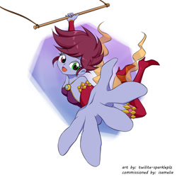 Size: 1000x1000 | Tagged: safe, artist:twilite-sparkleplz, derpibooru import, oc, oc only, oc:scarlet lightning, equestria girls, clothes, commission, female, heterochromia, smiling, solo, trapeze