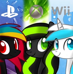 Size: 1528x1536 | Tagged: safe, artist:marytheechidna, derpibooru import, console ponies, looking at you, playstation, profile picture, smiling, wii, xbox