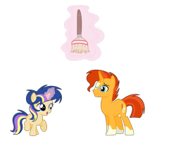 Size: 2104x1744 | Tagged: safe, artist:thesmall-artist, derpibooru import, sunburst, oc, oc:magical shield, pony, unicorn, broom, filly, magic, offspring, parent:flash sentry, parent:twilight sparkle, parents:flashlight, simple background, transparent background