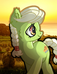 Size: 554x717 | Tagged: safe, artist:victoriathething, derpibooru import, granny smith, earth pony, pony, female, looking back, mare, smiling, solo, younger