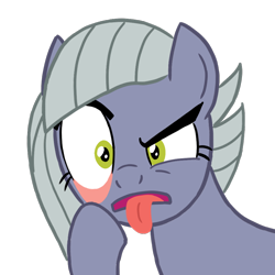 Size: 900x900 | Tagged: safe, artist:sazanamibd, derpibooru import, limestone pie, earth pony, pony, akanbe, female, looking at you, mare, simple background, solo, tongue out, transparent background