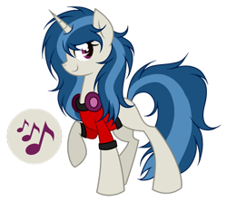 Size: 1024x908 | Tagged: safe, artist:mintoria, derpibooru import, oc, oc only, pony, unicorn, clothes, female, headphones, magical lesbian spawn, mare, offspring, parent:octavia melody, parent:vinyl scratch, parents:scratchtavia, shirt, simple background, solo, transparent background