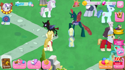 Size: 1280x720 | Tagged: safe, derpibooru import, accord, all aboard, cornicle, eclair créme, jangles, north point, party favor, pharynx, rosy pearl, twilight velvet, zesty gourmand, changedling, changeling, banana bliss, game screencap, gameloft, gameloft shenanigans, las pegasus resident, masseuse pony, paradox, prince pharynx, quake, self ponidox