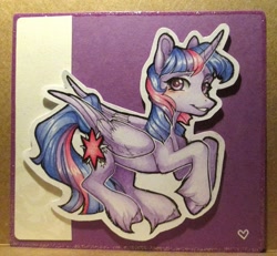 Size: 2077x1915 | Tagged: safe, artist:aphphphphp, twilight sparkle, twilight sparkle (alicorn), alicorn, pony, cutout, smiling, solo, traditional art, unshorn fetlocks