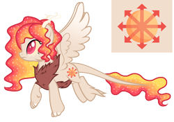 Size: 2368x1664 | Tagged: safe, artist:crystalmoon101, derpibooru import, oc, oc only, oc:princess fantasia, hybrid, base used, chest fluff, female, horns, interspecies offspring, leonine tail, offspring, parent:discord, parent:princess celestia, parents:dislestia, simple background, solo, transparent background