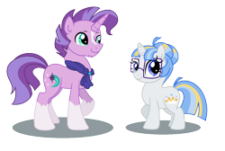 Size: 1412x948 | Tagged: safe, artist:lieutenantkyohei, derpibooru import, oc, oc only, oc:andromeda, oc:oberon, pony, female, male, mare, offspring, parent:sunburst, parent:twilight sparkle, parents:twiburst, simple background, stallion, transparent background