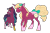 Size: 3000x2000 | Tagged: safe, artist:jackiebloom, derpibooru import, oc, oc only, oc:ambrosia apple, oc:zap apple, earth pony, pony, unicorn, amputee, blaze (coat marking), bow, coat markings, cousins, duo, female, freckles, hair bow, hair tie, high res, magical lesbian spawn, mare, next generation, offspring, parent:applejack, parent:big macintosh, parent:coloratura, parent:sugar belle, parents:rarajack, parents:sugarmac, prosthetic leg, prosthetic limb, prosthetics, raised hoof, simple background, socks (coat marking), tail bow, transparent background, unshorn fetlocks