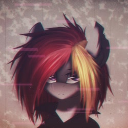 Size: 2000x2000 | Tagged: safe, artist:norra, oc, oc only, abstract background, chromatic aberration, clothes, error, glitch, solo