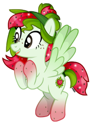 Size: 2880x3900 | Tagged: safe, artist:a4r91n, derpibooru import, oc, oc only, oc:watermelana, pegasus, pony, biting, flying, food, freckles, gradient hooves, multicolored hair, simple background, tongue bite, transparent background, vector