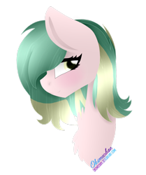 Size: 1024x1227 | Tagged: safe, artist:okimichan, derpibooru import, oc, pony, bust, female, mare, portrait, simple background, solo, transparent background