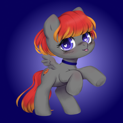 Size: 3000x3000 | Tagged: safe, artist:vitalspark, oc, oc only, oc:arian blaze, pegasus, pony, base used, chibi, collar, heart eyes, pet play, solo, tongue out, wingding eyes