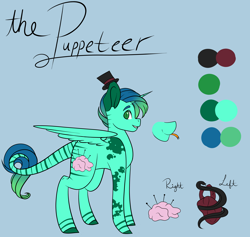 Size: 4098x3883 | Tagged: safe, artist:beashay, oc, oc only, oc:the puppeteer, alicorn, pony, absurd resolution, hat, high res, male, reference sheet, solo, stallion, top hat