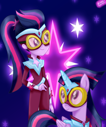 Size: 2500x3000 | Tagged: safe, artist:liniitadash23, masked matter-horn, sci-twi, twilight sparkle, twilight sparkle (alicorn), alicorn, pony, equestria girls, movie magic, spoiler:eqg specials, clothes, human ponidox, power ponies, superhero, twolight