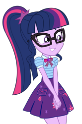 Size: 8009x12113 | Tagged: safe, artist:rarespirit611, derpibooru import, sci-twi, twilight sparkle, better together, equestria girls, pinkie pie: snack psychic, absurd resolution, bowtie, clothes, female, geode of telekinesis, giggling, glasses, grin, photo, ponytail, simple background, skirt, smiling, solo, transparent background, vector